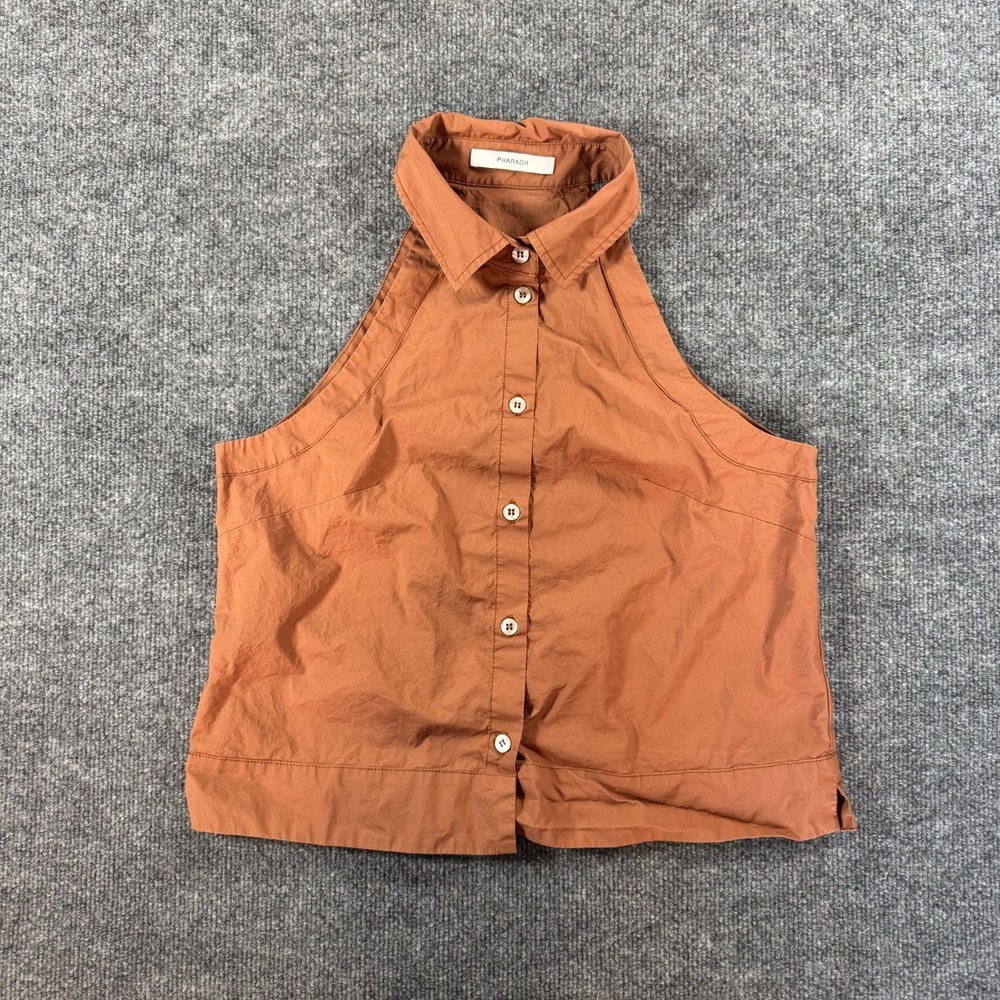 PHARAOH Burnt Orange Women's Cotton Halter Strap Cropped Tank Medium